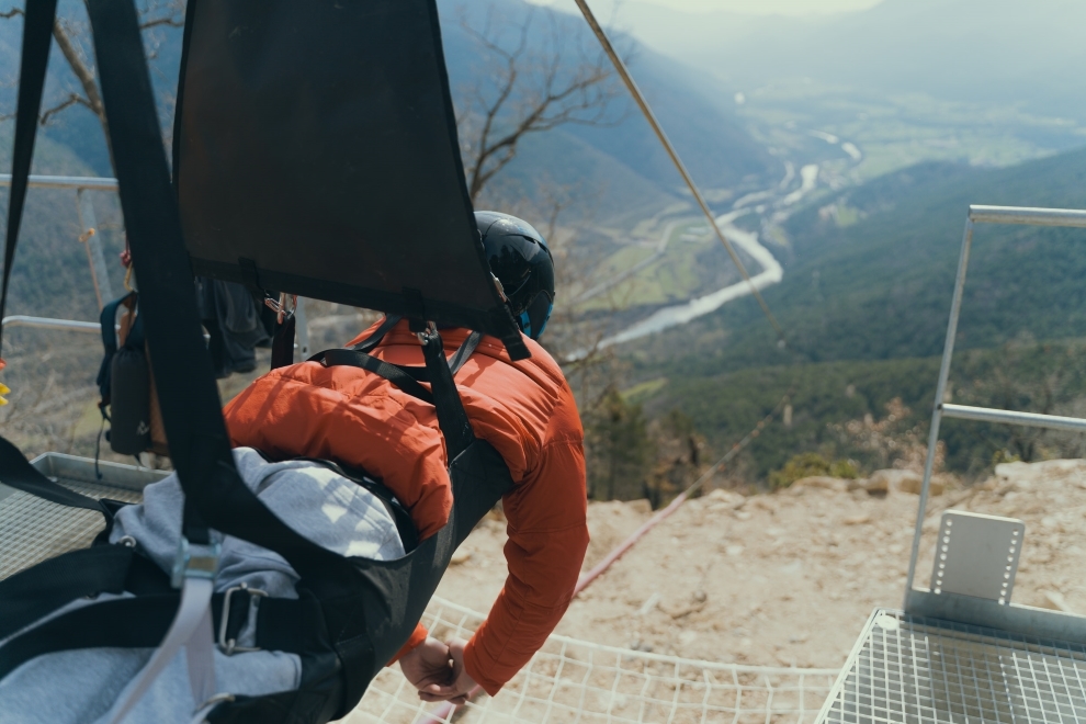 The two km of zip line wait in front of the user.