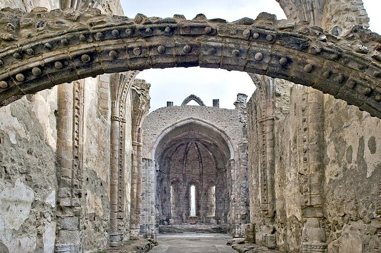 Interior of the ruined monastery of Pelayos De La Presa.